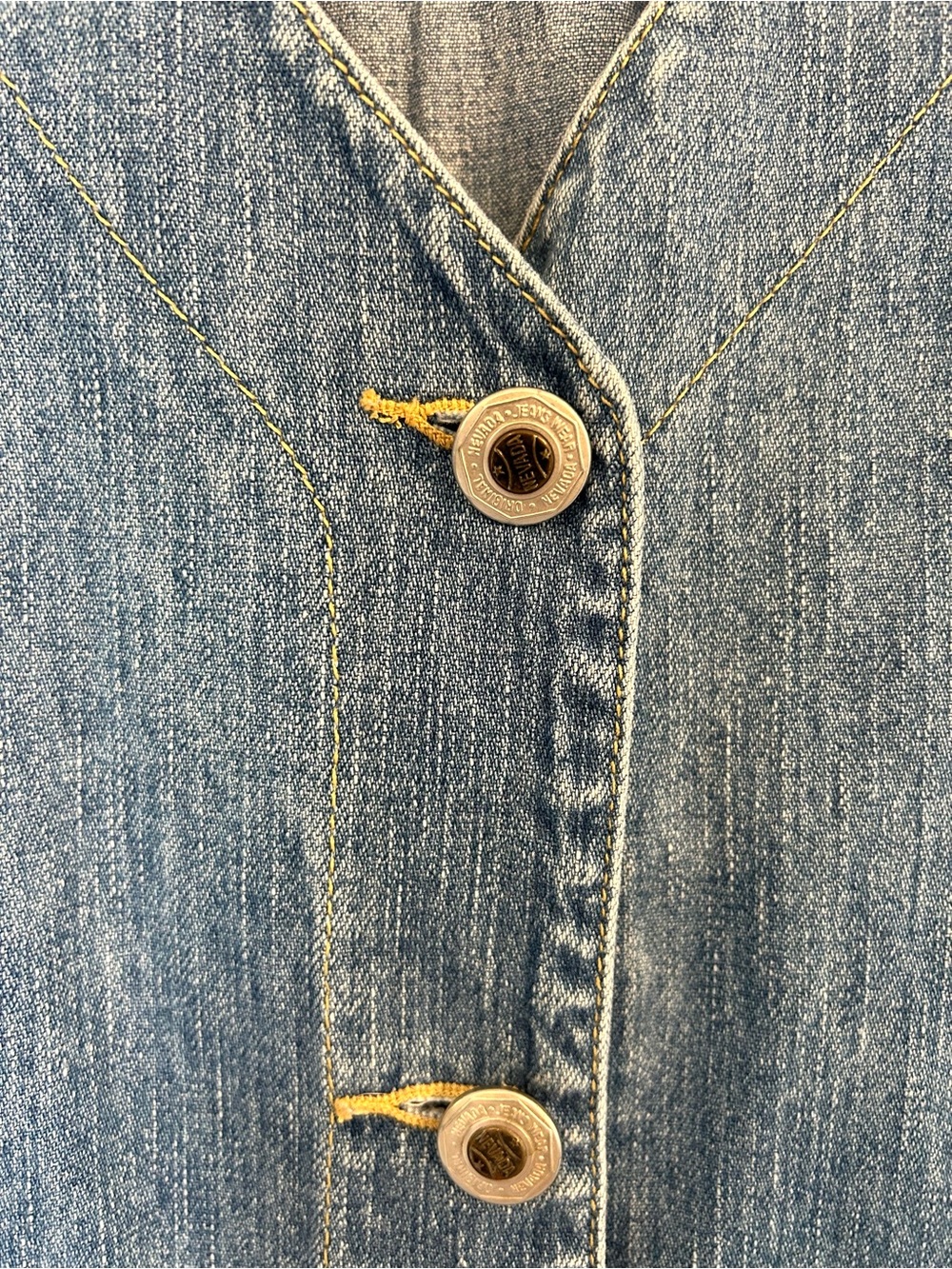 Vintage Denim Button Front Dress 100% Cotton Size 6/Small Blue Jean Country - Picture 3 of 5